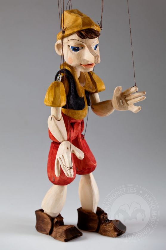 Marionetta intagliata a mano Pinocchio taglia L.