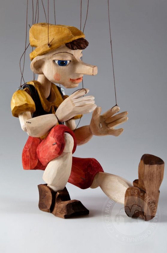 Pinocchio velký, loutka vyřezávaná z lipového dřeva