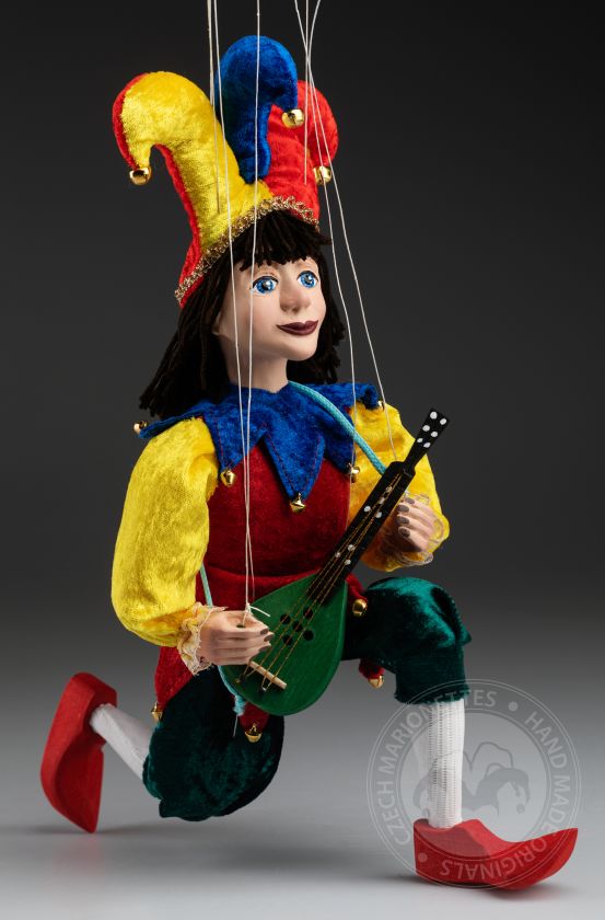 Jester With Lute - Czech Marionette Puppet