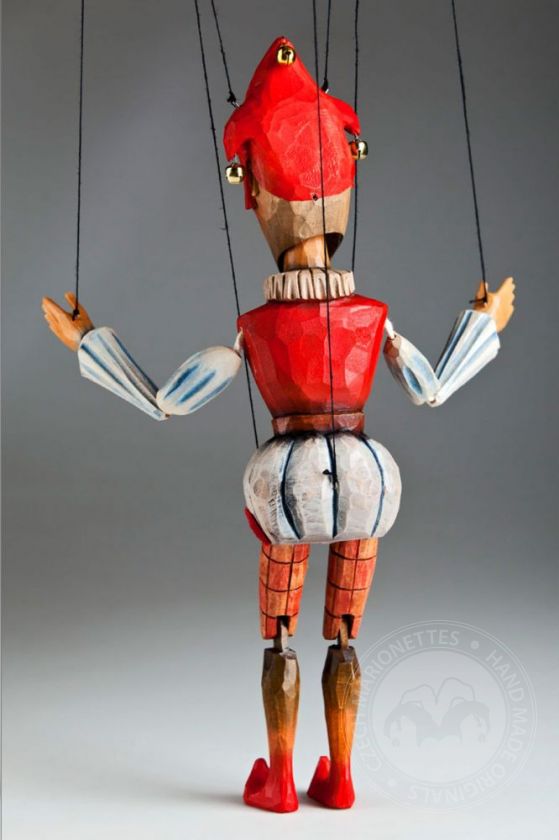 Jester Junior Marionette hand-carved of a linden wood