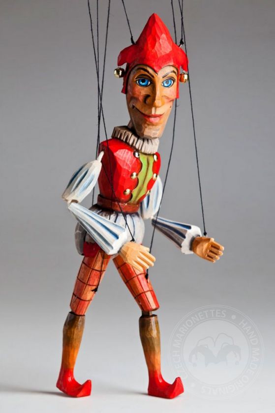 Jester Junior Marionetta intagliata a mano in legno di tiglio