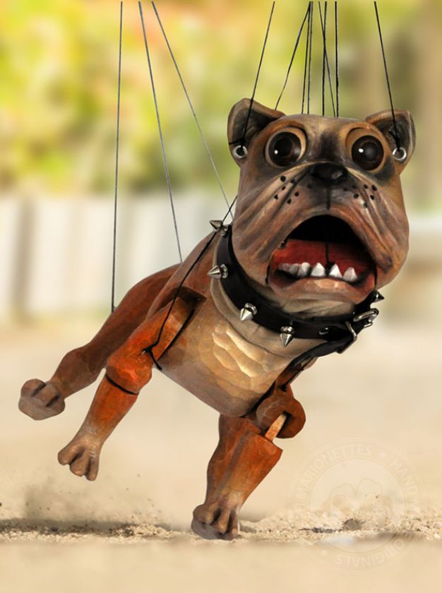 Bulldog Wooden Marionette