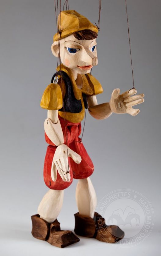 Pinocchio - střední ručně vyřezávaná loutka