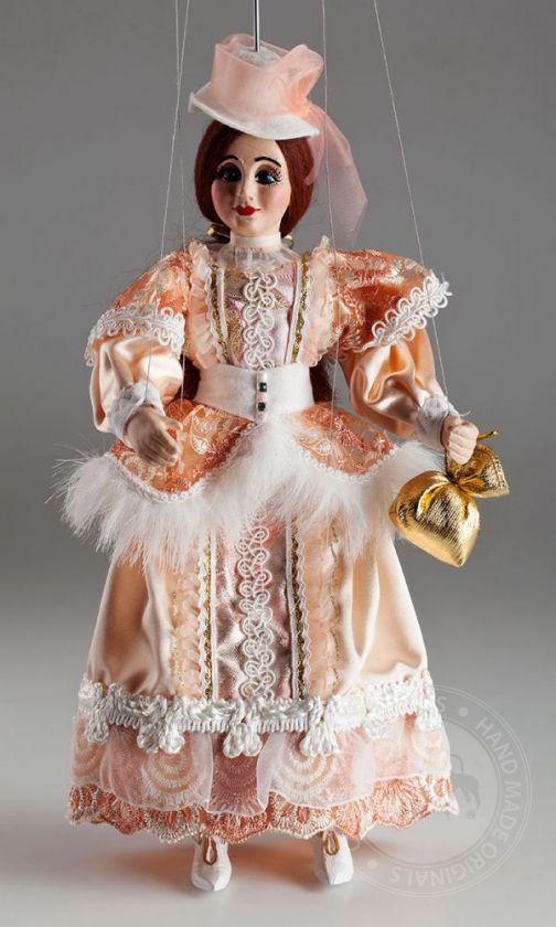 Countess Rosie - a string puppet in a salmon dress