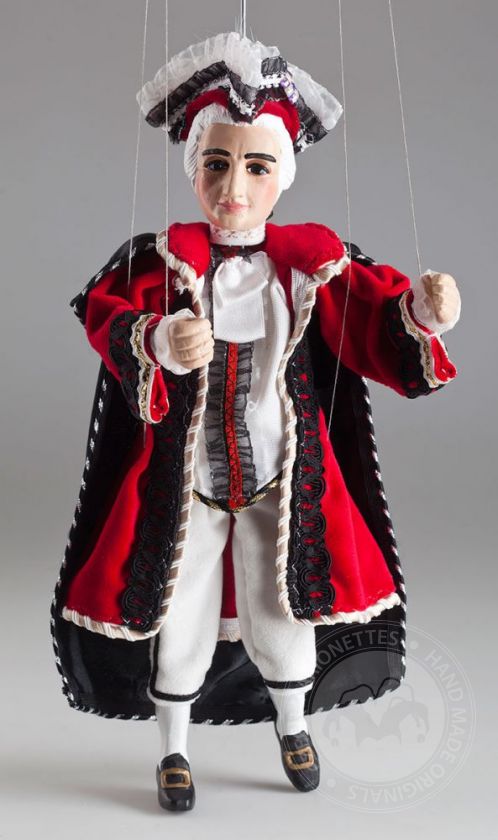 Wolfgang Amadeus Mozart - a string puppet in a beautifully crafted costume