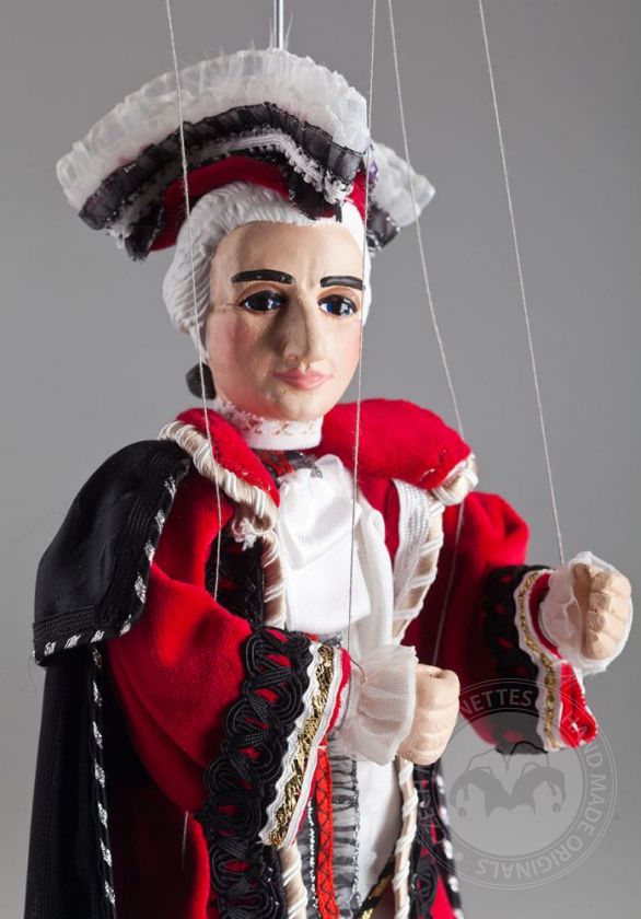 Wolfgang Amadeus Mozart - a string puppet in a beautifully crafted costume