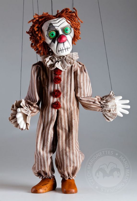 Der gespenstische Klaun - eine Marionette aus Holz