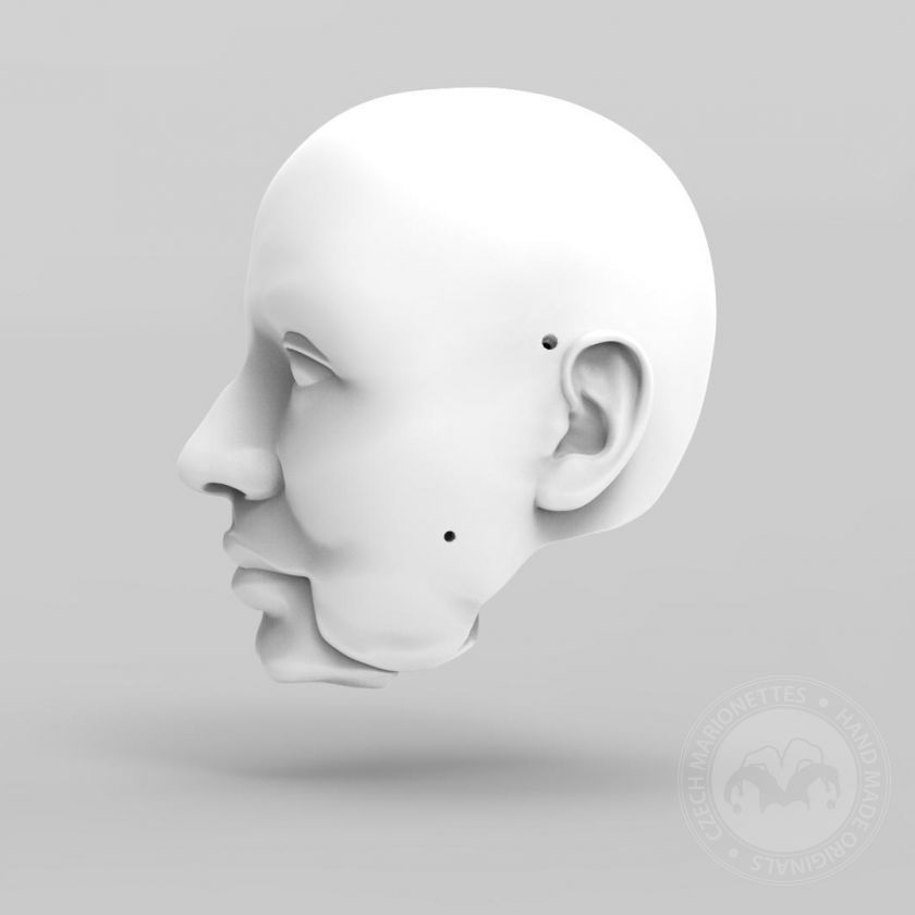 3D Model of corpulent man's head for 3D print 155 mm