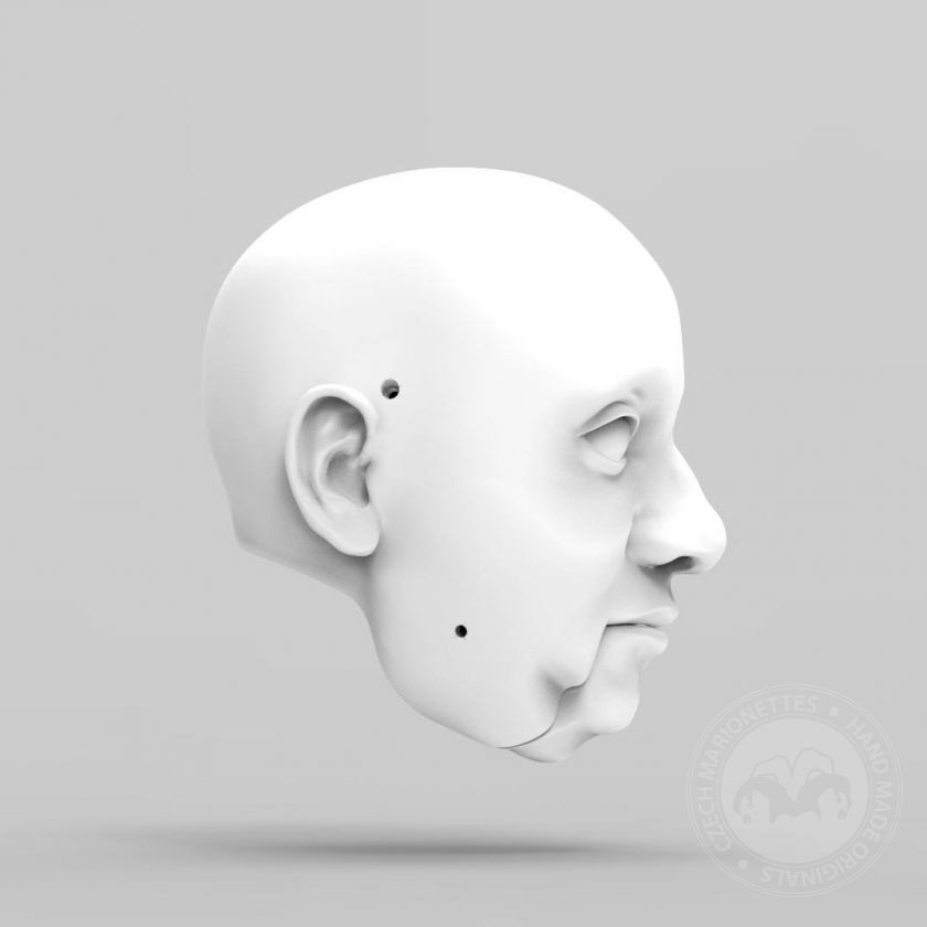 3D Model hlavy muže s dvojitou bradou pro 3D tisk 130 mm
