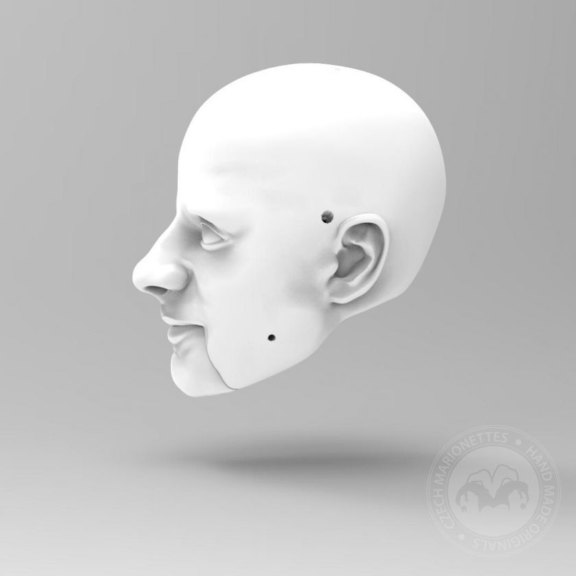 Man with a high forehead head for 3D print – 120mm