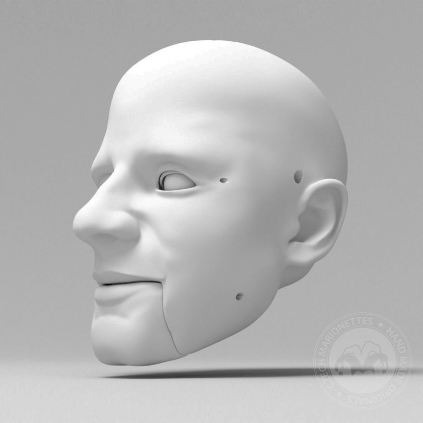 Hlava muže s vysokým čelem pro 3D tisk – 140mm