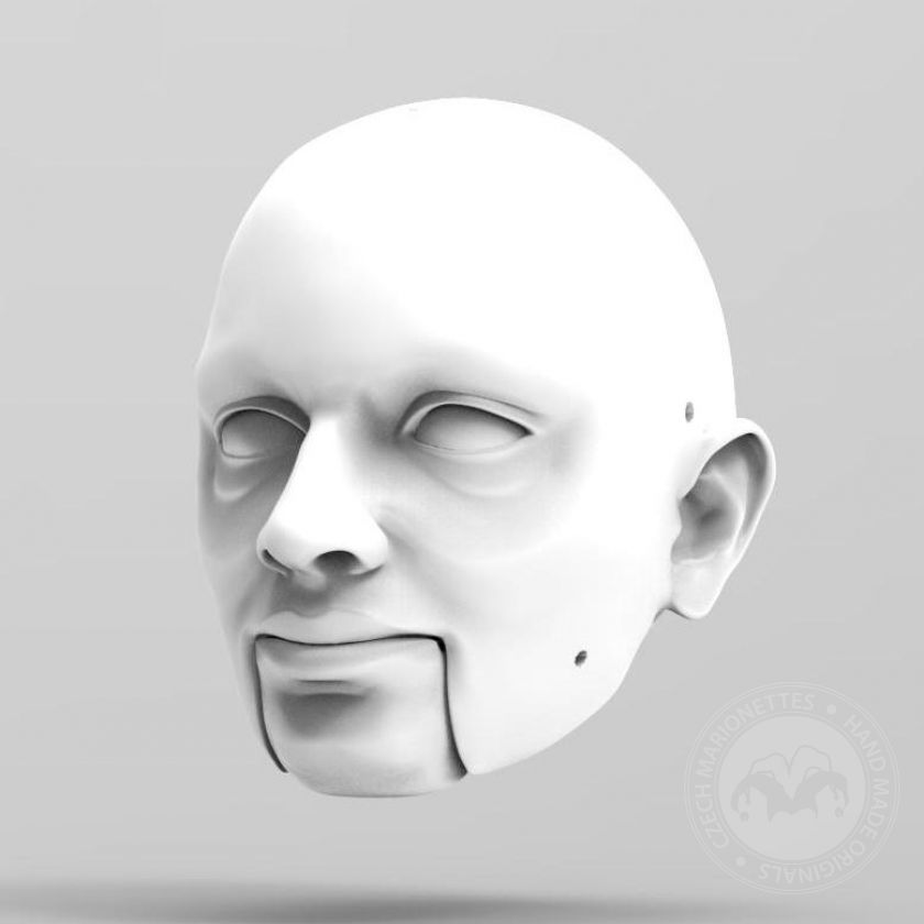 3D Model of round face man's head for 3D print
