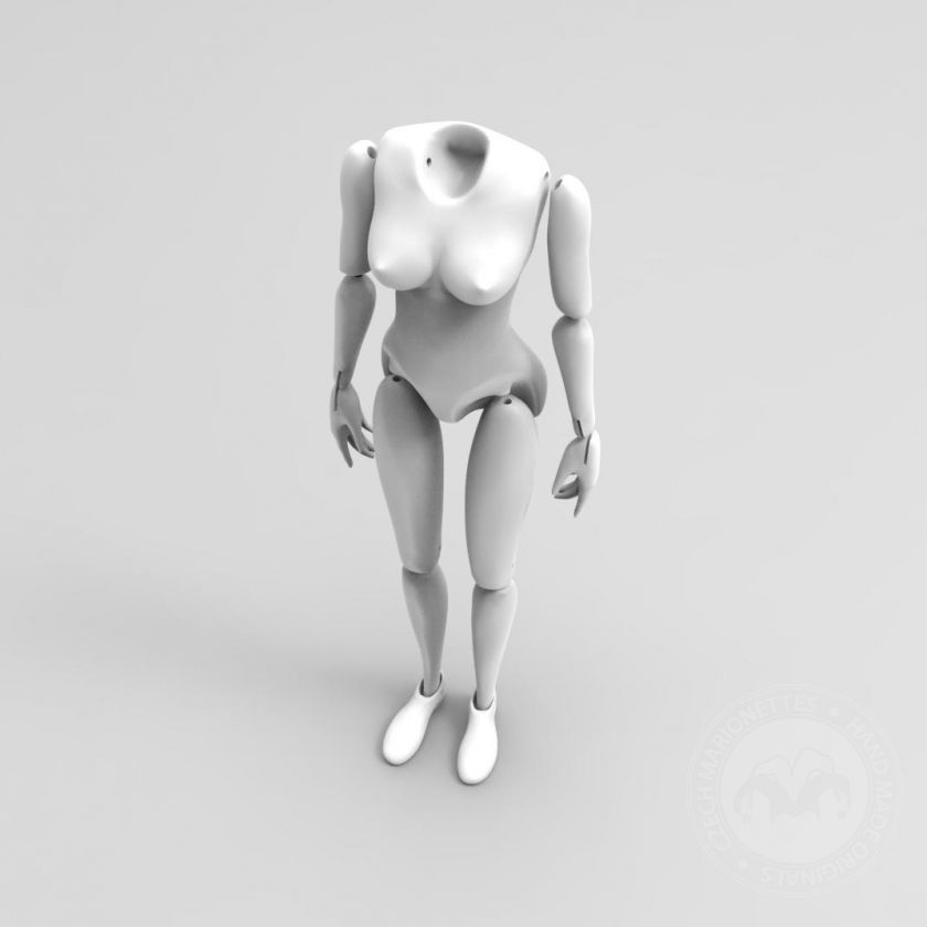 3D Model těla ženy pro 3D tisk pro loutku cca 60 cm