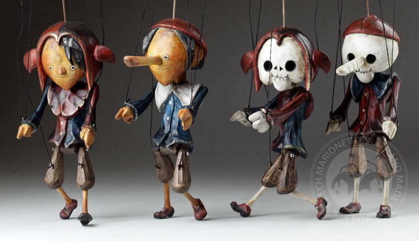 Superstar Pinocchio as a skeleton - a wooden string puppet with an original look