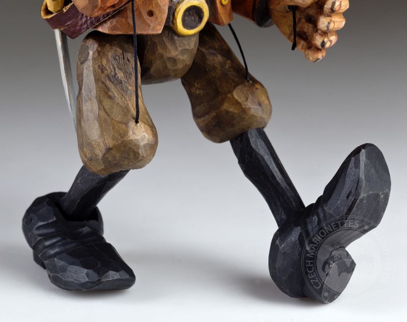 Pirate Captain Morgan - marionnette en bois sculptée à la main