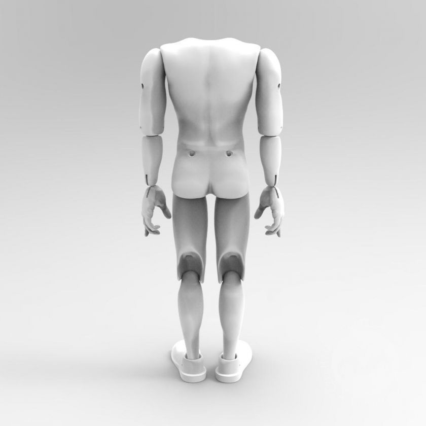 3D Model of athletic man's body for 3D print for app. 60cm (24iches) tall marionette