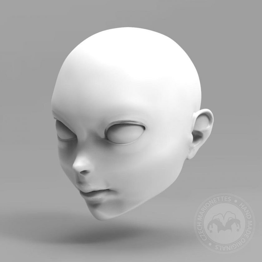 3D Modèle de tête d'une fille d'Anime pour l'impression 3D 110mm