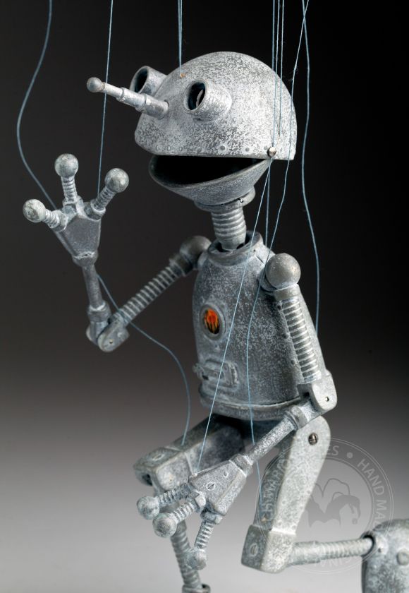 Robot - ON - marionnette au look argenté et style steampunk