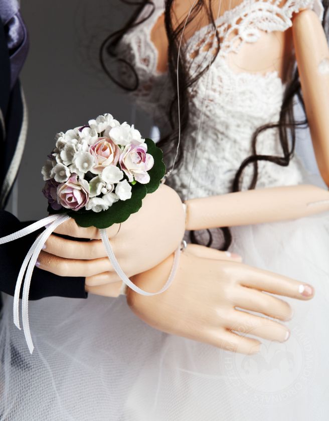 Loutky podle fotky ženicha a nevěsty - 60cm - originální svatební dar