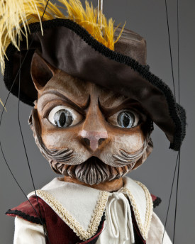 Der gestiefelte Kater aus Holz handgeschnitzte Marionette