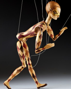 Marionnette arlequin en bois
