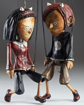 Superstars Devils - ein süßes teuflisches Paar geschnitzter Marionetten