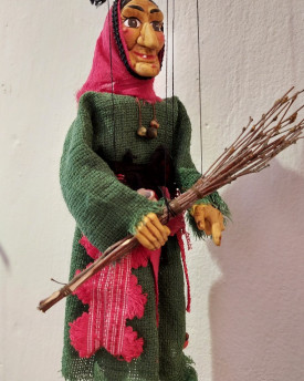 Small Witch Puppet with a wicker broom