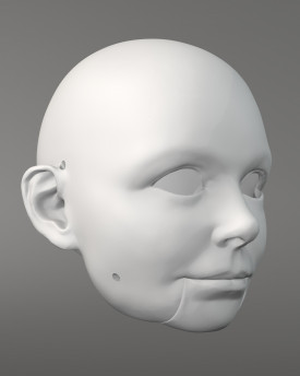 Teenegerka, 3D model hlavy pro 60cm loutku, pohyblivé oči a ústa, pro 3D tisk