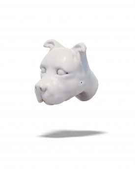 Homme et chien, 2x modèles 3D de tête