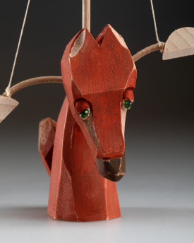 Fox - wooden hand-carved standing puppet