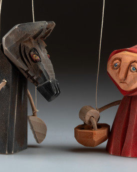 Little Red Riding Hood - Wooden Hand-carved Standing Puppet
