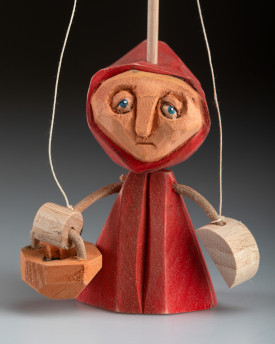 Little Red Riding Hood - Wooden Hand-carved Standing Puppet