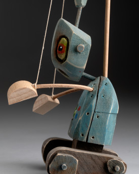 Robot - Wooden Hand-carved Standing Puppet