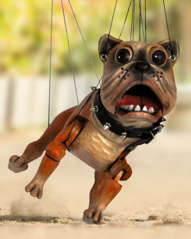 Bulldog Wooden Marionette
