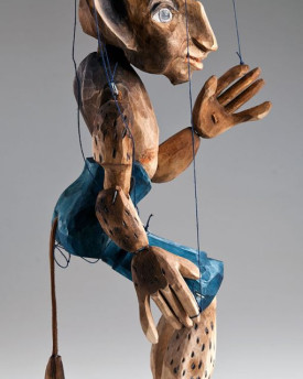 Marionnette du Diable sculptée à la main en bois de tilleul, taille L