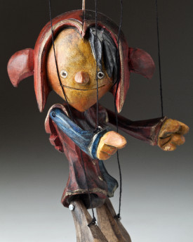 Superstar Jester - hand carved string puppet with an original look