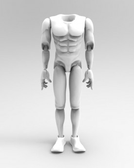 3D Model of athletic man's body for 3D print for app. 60cm (24iches) tall marionette