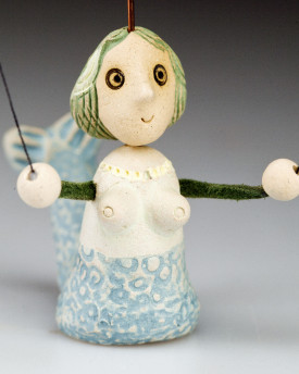 Mermaid mini puppet made from ceramic