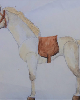 Marionnette de cheval sculptée à la main en bois de tilleul