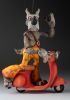 foto: Wolf with Vespa - wooden hand-carved marionette